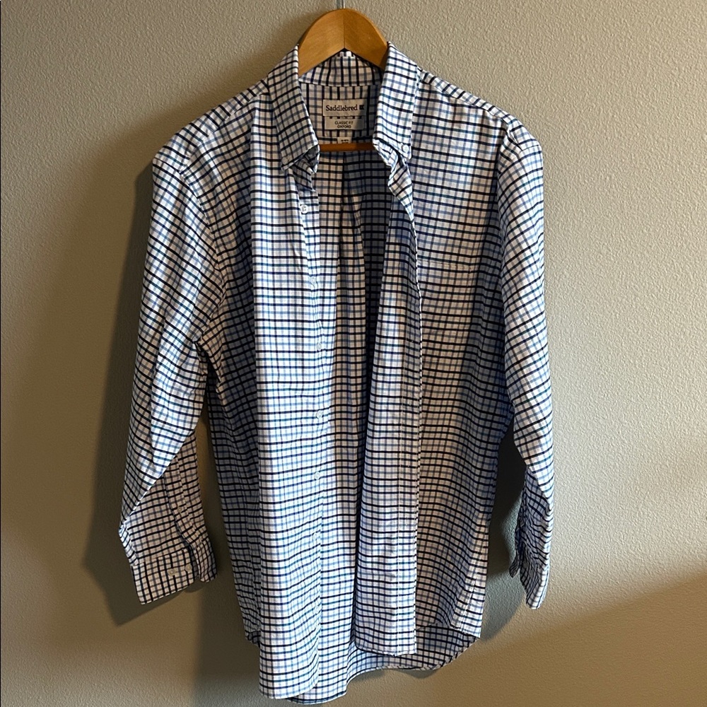 Saddlebred Navy and White Plaid Shirt
